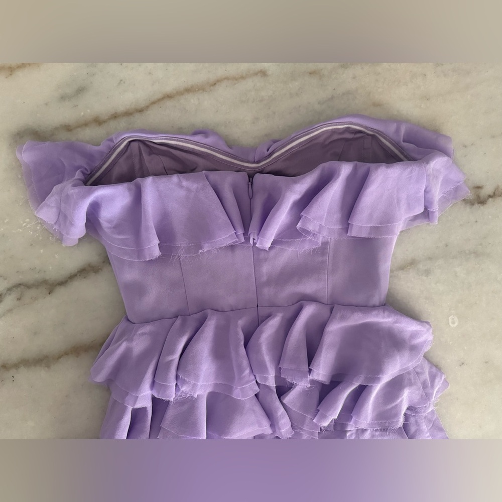 Michael Costello Strapless Lavender Ruffle Dress - Picture 6 of 8